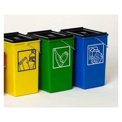 HELGUEFER - Pack 3 Cubos Ecológicos Selectivos 15L con Tapa Cover