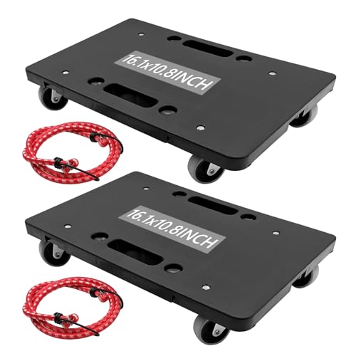 WBJKZJD Furniture Mover with Wheels, Heavy Duty Moving Dolly Interlocking Design Small Flat Dolly Cart 16 Inch Furniture Dolly, Black (2)