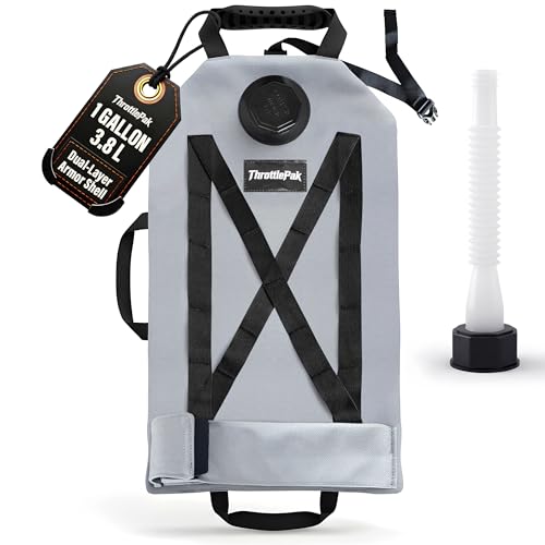 ThrottlePak 1 Gallon Collapsible Liquid Bladder for Motorcycles - Armadillo Bag with Reinforced Stitching X Straps - Emergency Fluid Pouch for Adventure - Motorcycle Spare Automotive Fluids Can