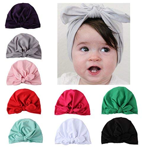 MUUZONING 9 PCS Bebe Lindo Banda de pelo,0-4 años de edad Niños Niñas Diadema Turbante Cintas para El Pelo Accesorios Cabello Gorras Elásticas Algodón Caliente de Punto Arco Venda Vinchas #11 Cover