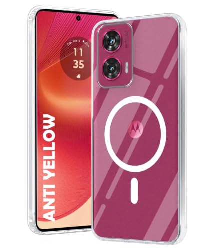 Image of DIZORO Crystal Clear Magnetic Compatible with Motorola Moto Edge 50 Fusion Back Cover case with Anti-Yellow (Compatible with Magsafe) Anti-Scratch | Shockproof Transparent Cover