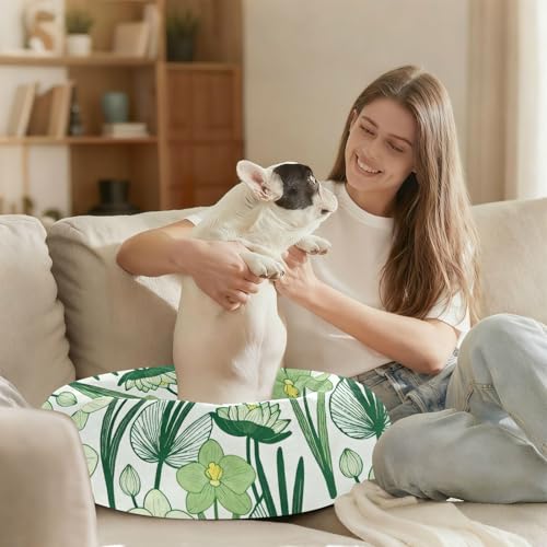 Lit pour chat et chien Taille M motif feuilles tropicales