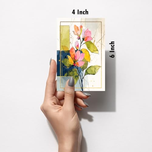 Image of SiddArtify Abstract Floral Wall Art Prints Set - Modern Botanical Poster Decor for Living Room Bedroom Office - Set of 2-4x6 Inch - Board (Pack of 6) - Sticker (Pack of 6)