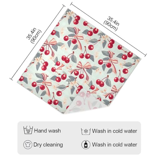 Satin Head Scarf for Women Silk Hair Scarves Bandana Neck Scarf Cherry Bow Retro Neckerchief Square 35x35 in4