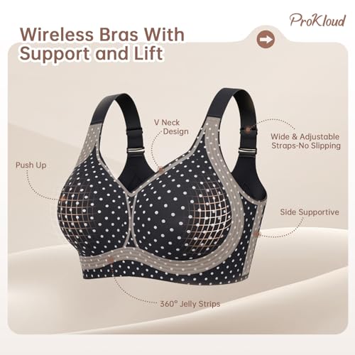 Image of ProKloud Jelly Bras for Women No Underwire Wireless Bra with Support and Lift Full Coverage Plus Size Comfy Seamless Bra