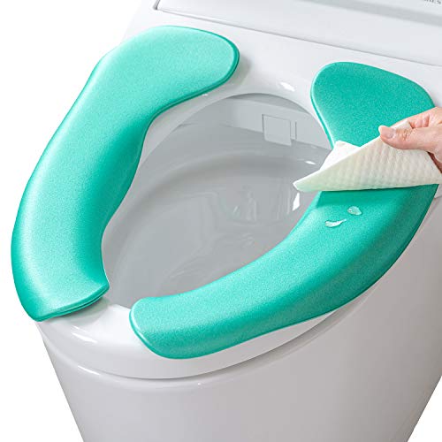 OKA Easy Wipe Toilet Seat Cushion, Green (PVC, Suction, Toilet Seat)