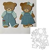 Cute Bear Frame Metal Die Cuts,Teddy Bear Baby Boy and Girl Frame Background Wedding Cutting Dies Cut Stencils for DIY Scrapbooking Album Embossing Paper Dies Card Making