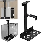 Exquilnova PC Halterung Unter Schreibtisch, PC Halterung für Untertisch, Carbonstahl Computer Aufhängung Halter, Höhe Verstellbar 50-530mm, Max. Tragfähigkeit 25 kg, für den Meisten Hosts (Schwarz)