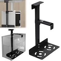Exquilnova PC Halterung Unter Schreibtisch, PC Halterung für Untertisch, Carbonstahl Computer Aufhängung Halter, Höhe Verstellbar 50-530mm, Max. Tragfähigkeit 25 kg, für den Meisten Hosts (Schwarz)