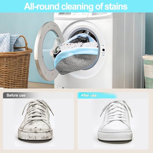 2 Pcs Shoe Bag for Washing Machine, 2025 Upgrade Reusable Shoe Washing Machine Bag with Adjustable Shoe Trees, Fluffy Fiber Lining Protects all Shoe Shapes and Sizes4