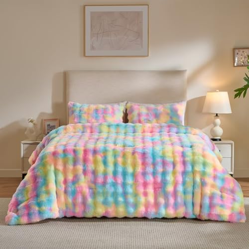 Animebody Plush Faux Fur Comforter Set - Ultra Soft Fuzzy Bedding, Reversible Flannel Back Comforter, Warm Lightweight Cozy Fluffy Bed Set by Animebody - Used condition - US$57.81