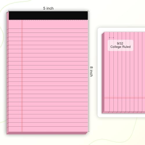 5pcs small note pads 5x8 notebook college ruled legal pads color notepads 5 pack study back writing pads 5 x 8 perforated narrow ruled pads of paper for school amp office supplies 30 sheetspack