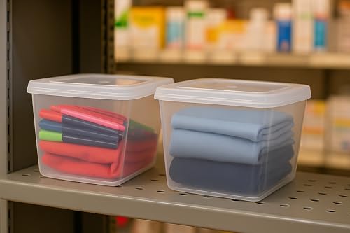 Image of Rectangle Transparent Plastic Storage Boxes - Small Multipurpose Containers with Lock for Jewellery, Medicines, Stationery, Cosmetics Accessories Size 5 litre klass 66(Pack of 2)