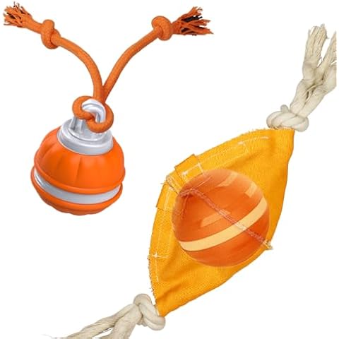 Salodal Dog Ball Toys,Large red Active Rolling Ball with Football Cover,Small Orange Automatic Moving Ball for Small,Medium,Large Dogs Cover