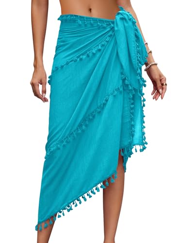 Image of Eicolorte Sarong Cover Up Womens Beach Cover Up Bikini Bathing Suit Swimsuit Swimwear Coverup Sarong Pareo Wraps for Women