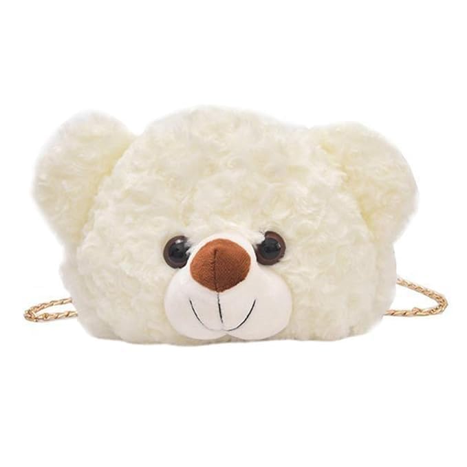 CUTE PANDA Panda Face Sling Bag Cute Fluffy Sling Bags For Girls Kids Cute Shaped bags Crossbody Plush Purse Chain Shoulder Handbags (Pack Of 1) Offwhite Color-image-35
