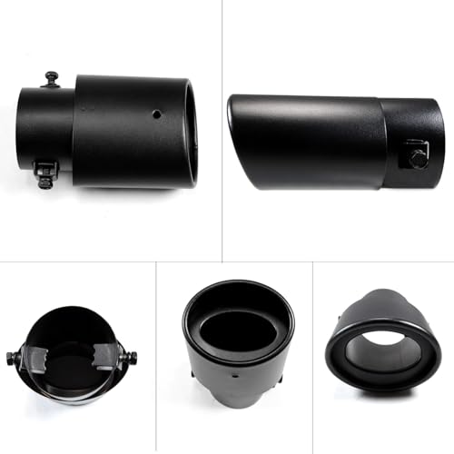 Image of Dsycar Universal Stainless Steel Car Exhaust Tail Muffler Tip Pipe - Adjustable Car Decoration Exhaust Tips (Straight-Black)
