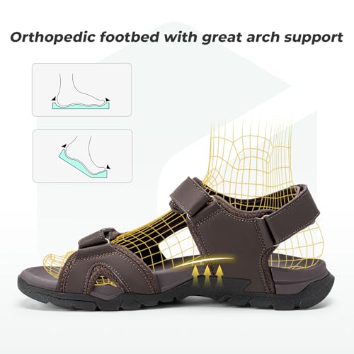 Image of FitVille Wide Sandals for Men With Arch Support Orthopedic Comfortable Summer Men's Wide Sandals for Plantar Fasciitis & Swollen Feet Breathable Outdoor Recovery Athletic Walking Sandal for Man