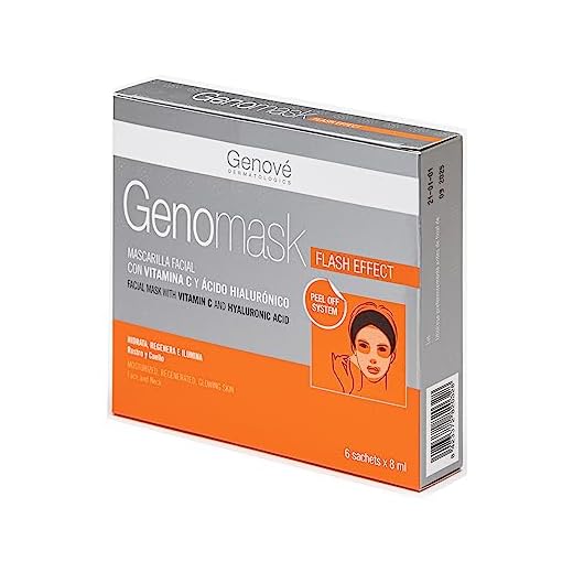 Genomask Mascarilla con Vitamina C | Mascarilla Facial Hidratante | Regenera, Hidrata e Ilumina la Cara | Recupera el Tono, Firmeza y Resplandor de la Piel del Rostro | 48 ml