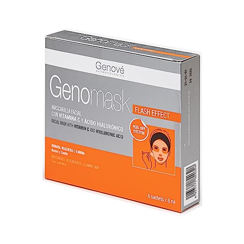 Genomask Mascarilla con Vitamina C | Mascarilla Facial Hidratante | Regenera, Hidrata e Ilumina la Cara | Recupera el Tono, Firmeza y Resplandor de la Piel del Rostro | 48 ml