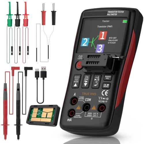 Multimeter With Transistor Tester, 25000 Counts TRMS, Recording and Monitoring Data Mode, Resistance, Capacitance, Diode, Frequency, NCV, Current Voltage Tester
