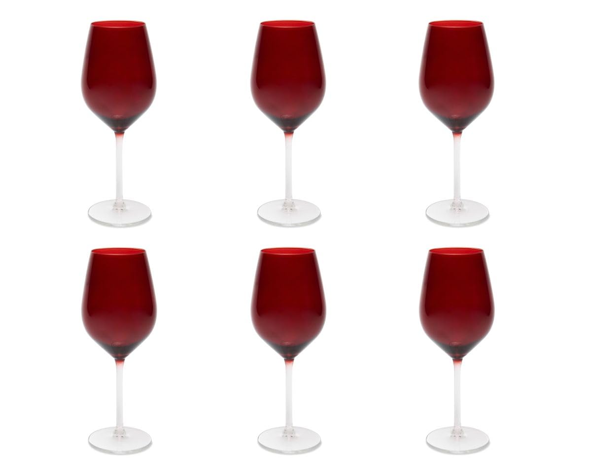 Excelsa Juego de 6 copas de vino de cristal rojo, 50 cl