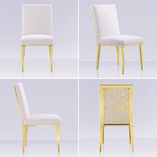 Azhome Dining Chairs, Upholstered Dining Chairs And Back Metallic Geometric Design, Modern White Dining Chairs With Gold Legs, Heavy Duty Dining Chairs For Kitchen,Dining Room,Hall(White, Set Of 4) #TOP2