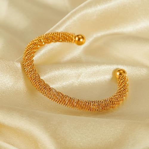 Fashion Stainless Steel Geometric Irregular Cable Open Cuff Bracelet4