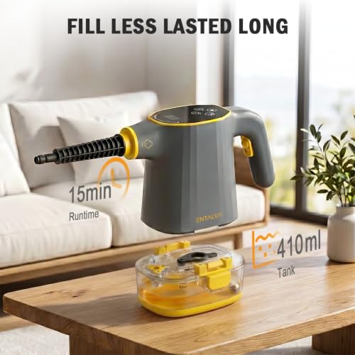 Image of Handheld Steam Cleaner for Home with LED Display, 15-Pcs Set, Gray