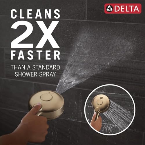 Image of Delta 5-Setting HydroRain 2-in-1 Dual Shower Head with ProClean Spray, Brushed Gold High Pressure Shower Head with Handheld Spray, 1.75 GPM Flow Rate, Champagne Bronze 75419CZ