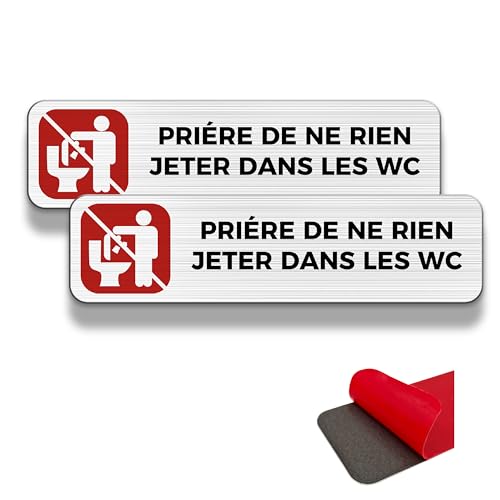 FloraVigo panneau d'avertissement toilettes, 2 étiquettes d'avertissement, 19×5 cm, intérieur/extérieur, panneau aluminium, avec autocollant adhésif (NE...