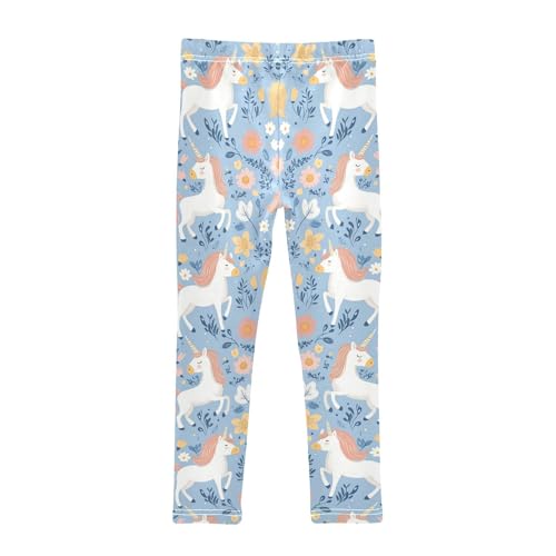 Flowers Unicorn Print Girls Leggings Soft Stretch Workout Yoga Dance Pants for Kids Casual Tights2