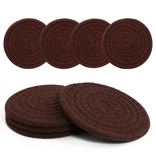 Coasters Set of 4 for Drinks, Cotton Woven 4 Colors Absorbent Boho Coasters for Home Decor Cups -...