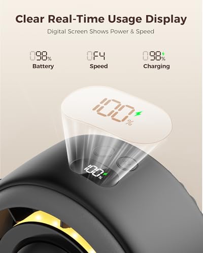 Image of SWEETFULL Baby Stroller Fan - 4000mAh Rechargeable 4-Speed Quiet with LED Display & Night Light, Mini Portable 360 Clip On Safe Fan for Car Seat, Crib, Travel - Black