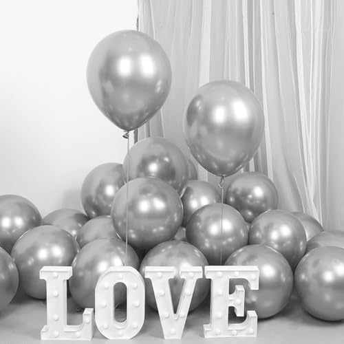 Image of Silver Chrome Balloons, 30 pcs Silver Chrome Metallic Balloons for Birthday, Anniversary, Engagement, Wedding Decorations, Baby Shower, Festival Party Decorations (30 Pcs, SLVRCh)