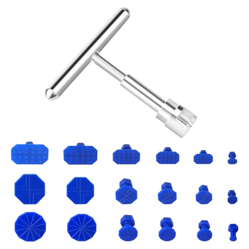 Dellen Reparaturset Auto, Ausbeulwerkzeug, Dellen Reparaturset mit 18 Stück Saugnäpfe & T-Bar Dellenzieher, Ausbeulwerkzeug Karosserie, Professionelles Auto Reparaturwerkzeug für DIY & Werkstatt