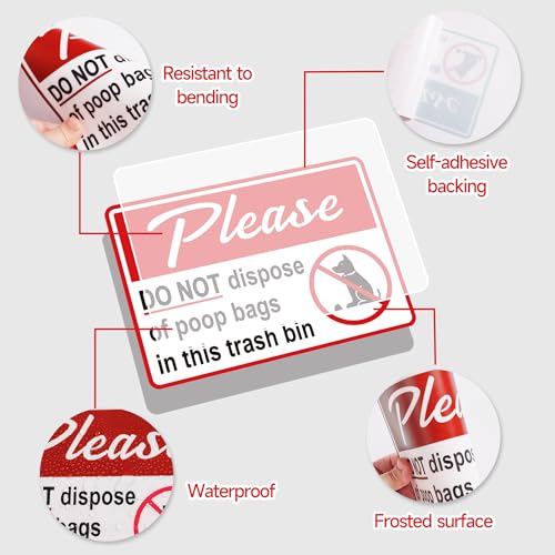 Image of 2PCS Please Do Not Dispose Poop Bags in This Trash Bin Stickers, Self-Adhesive Weatherproof Do not Throw Dog Poop Bag in The Trash Sign, Trash Can Stickers for Home,Yard,Restaurant(8 inch x 6 inch)