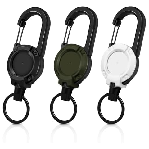 Wonwood_direct Heavy Duty Retractable Keychain, 3 Pack, Retractable ID Badge Holder Reel, Tactical ID Badge Reel, Key Ring Outdoor (Black, Dark Green, White) Cover