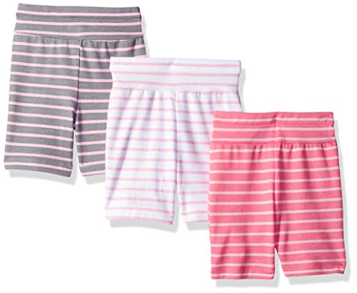 Hanes Ultimate Baby Flexy 3 Pack Adjustable Fit Knit Shorts, Pink Stripe, 12-18 Months