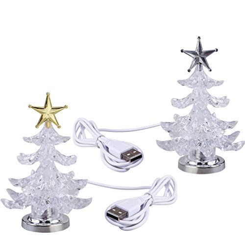 OSALADI 2pcs Tabletop LED Christmas Trees