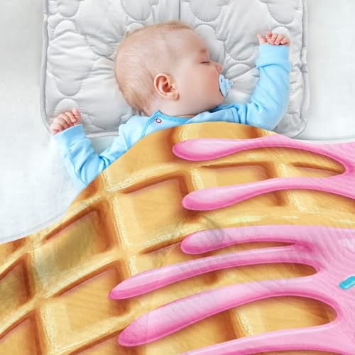 Pink Dots Ice Cream Baby Swaddle Blanket for Boys and Girls, Muslin Baby Receiving Swaddle Blanket, Soft Cotton Nursery Swaddling Blankets for Newborn Toddler Infant2
