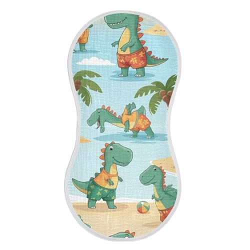 Muslin Burp Cloth for Baby 1PC Beach Dinosaurs Super Absorbent Burping Cloths, Bibs for Newborn Boys Girls