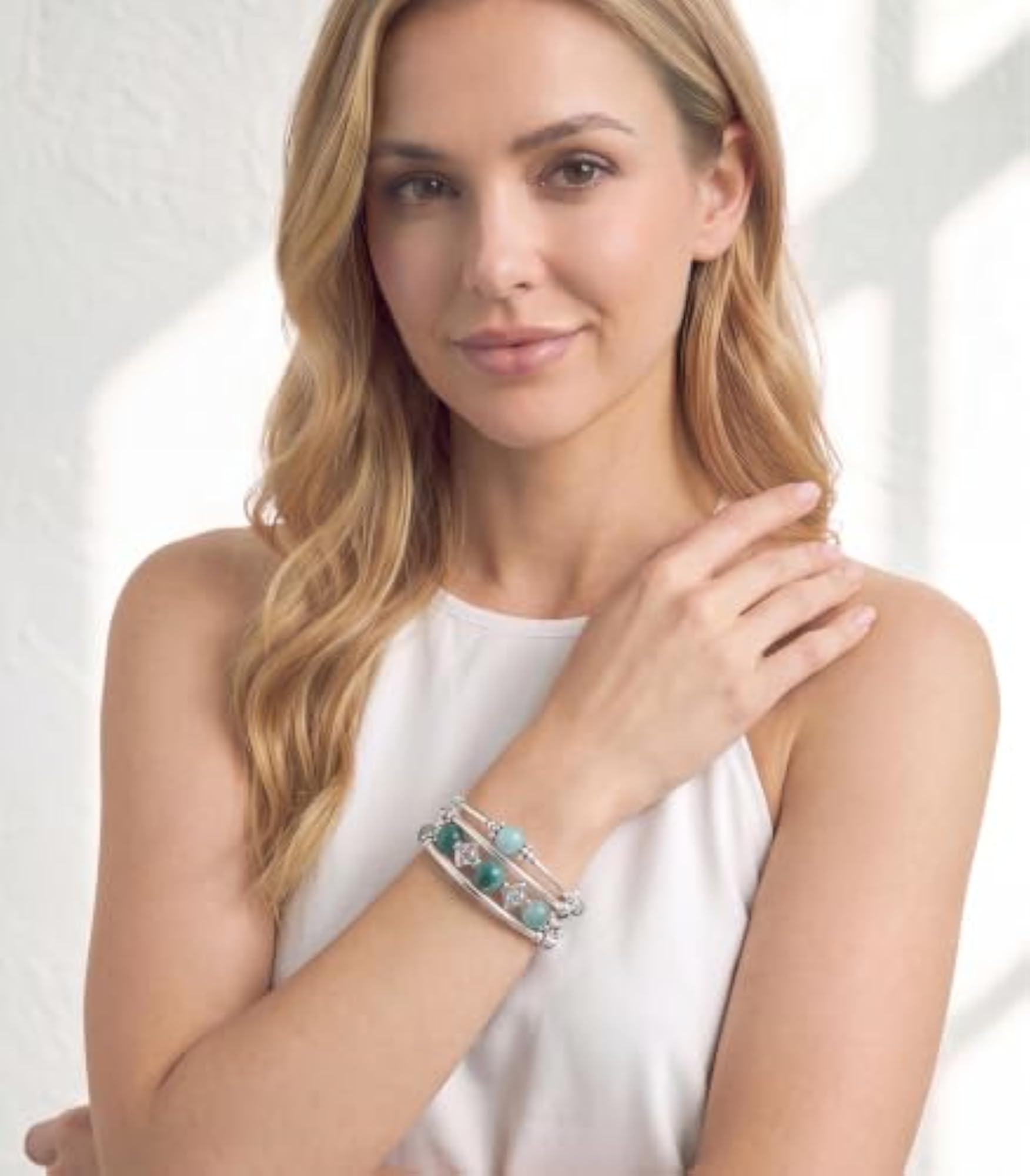 Beaded Pearl Bangle Wrap Bracelet, Bohemian Charm