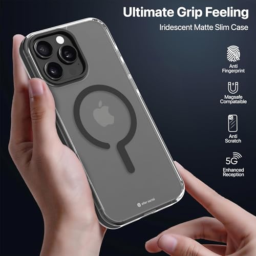 Image of eller sante Apex Magpro Back Cover Case for iPhone 16 Pro Scratch Resistant Camera Screen Protector TPU Shockproof 10ft Drop Protection Support Mag-Safe Wireless Charging- Black