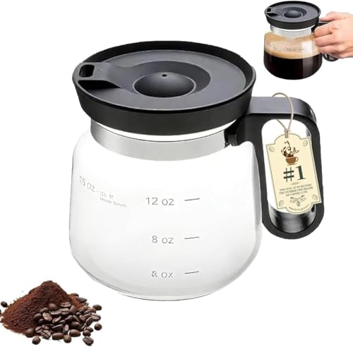 PMLQZA 16 Oz Glass Coffee Mug That Looks like a Coffee Pot Style Shape, Mini Heatproof Large Capacity Clear Cup with Travel Lid & Straw for Hot Teas, Hot Chocolate, Office Desk Gift