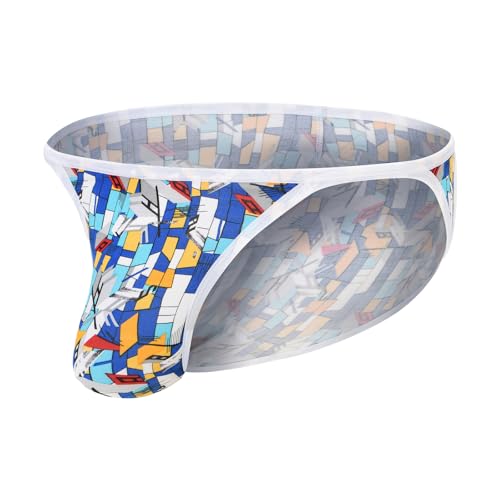 JINSHI Men's Briefs Cotton Underwear Cartoon Print Low Rise Tagless Briefs