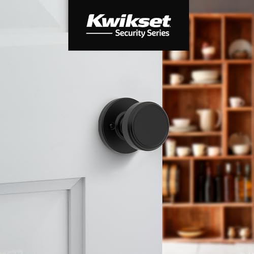 Image of Kwikset Maven Dummy Door Knob, Single Sided Round Handle for Closets, French Double Doors, and Pantry, Matte Black Non-Turning Interior Push /Pull Door Knob, with Microban Protection (Pack of 10)