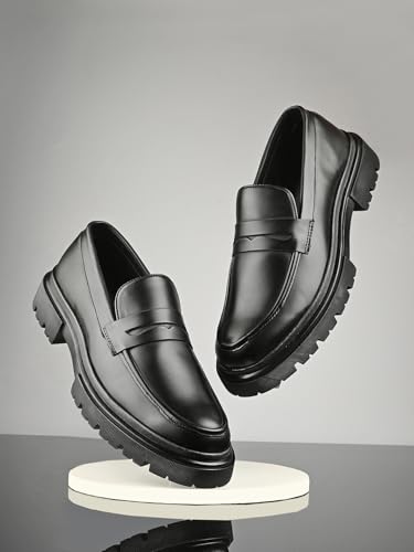 Image of MASSARI Premium Vegan Leather Upper Loafers for Men | Chunky Sole Formal Loafers