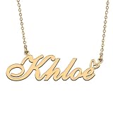 HUAN XUN Khloe Name Necklaces Personalized Stainless Steel Necklace for Women Jewelry for Birthday Anniversary