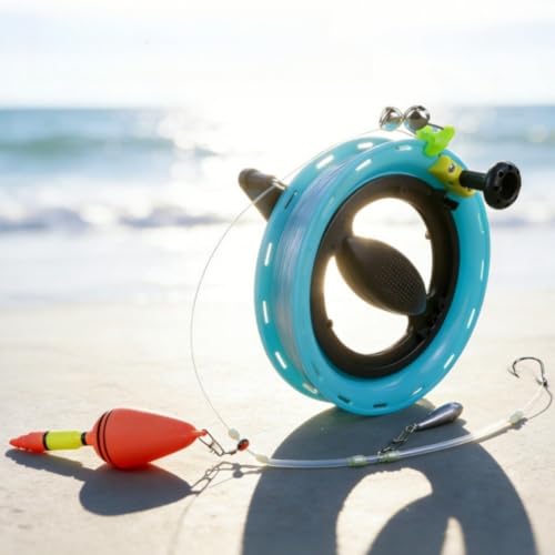 Carrete de Mano para Pesca con Línea Pre-enrollada de 45m, 16cm Azul miniatura 5